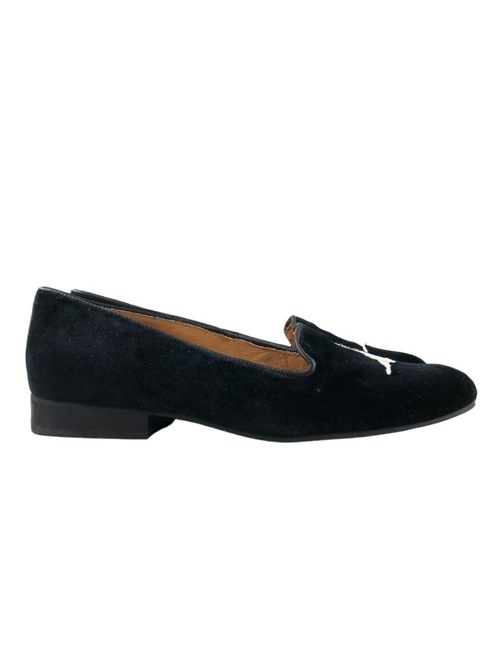 Jack Rogers Women's Size 6.5M Dog Embroidered Black Leather Slip On Loafers